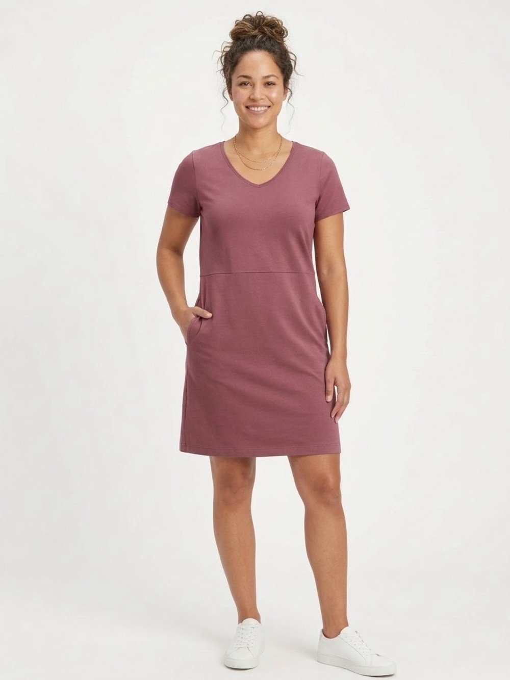 NWT Duluth Trading Co NoGA Naturale Cotton Short Sleeve Dress M Rose